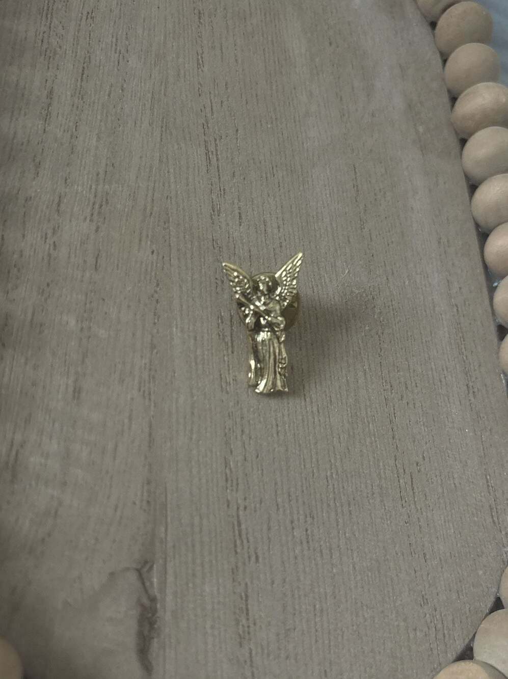 Vintage Gold Tone Singing Angel with Trumpet Horn Lapel Pin